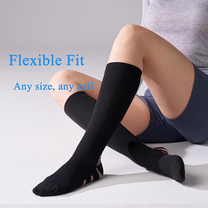 4 Pairs Compression Socks For Women and Men 20-30mmHg Graduated Compression Circulation Support Socks For Travel - Image 4