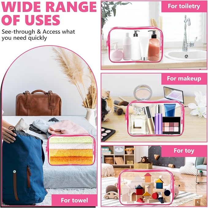 AURUZA Clear Makeup Bag,Portable Travel Toiletry Bags with Zipper, TSA Approved Clear Organizer Bags, PVC Cosmetic Pouch for Airport Airline Compliant - Image 6