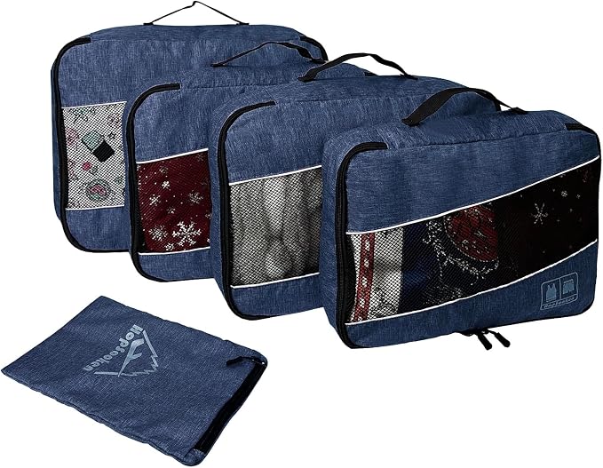 5 Set Packing Cubes for Travel Large Suitcase Luggage Organizer Bags Travel Accessories Vacation 4 Cubes 1 Laundry Pouch Bag - Image 3