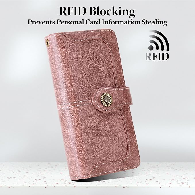 Wallets for Women Trifold Wristlet Wallets Large Capacity RFID Blocking Ladies Purse Credit Card Holder - Image 4