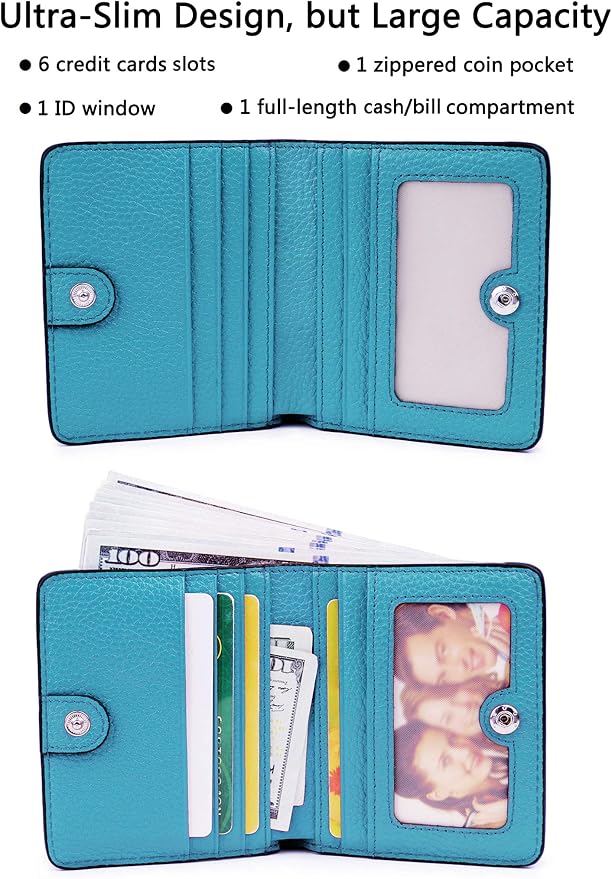 Small Leather Wallet for Women, Ladies Credit Card Holder RFID Blocking Women's Mini Bifold Pocket Purse - Image 2