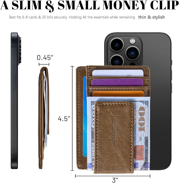 Toughergun Slim Wallet for Men RFID Blocking Money Clip, Minimalist Front Pocket Credit Card Holder, Magnetic Thin Mens Wallets with ID Window - Image 7