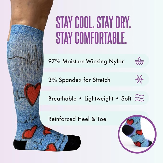 Crazy Compression Socks, Comfortable Support Socks for Recovery, Travel, Hiking, and Long-Hour Comfort w/Fun Designs - Image 5