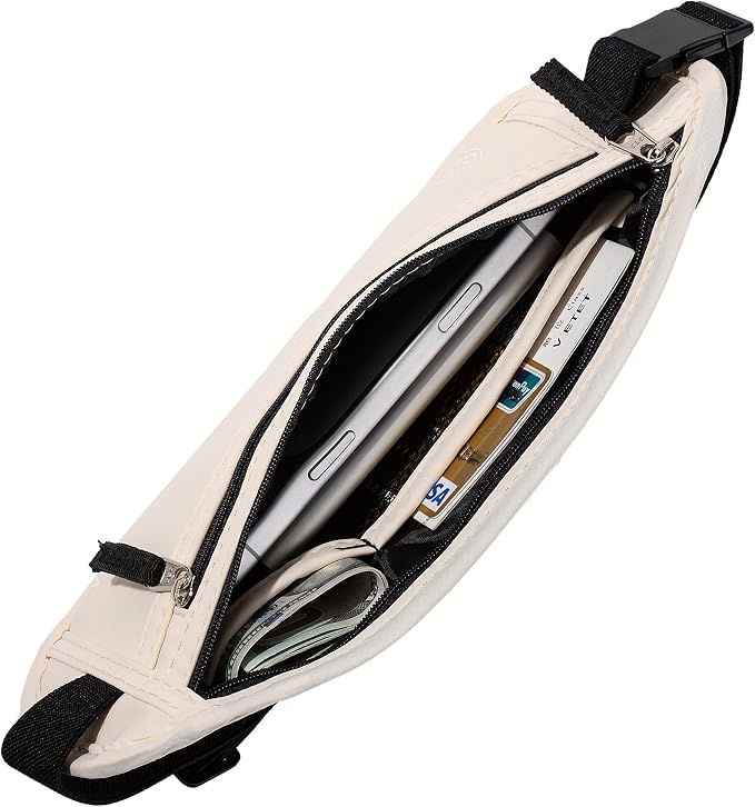 Money Belt - Slim Passport Holder RFID Blocking Travel Wallet Undercover Fanny Packs for Men Women - Beige - Image 5