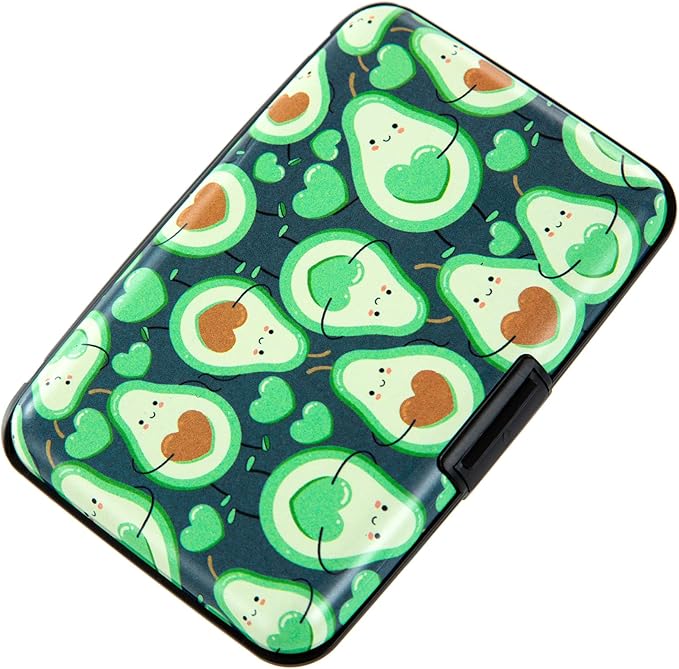 Credit Card Holder, Metal Card Wallet RFID Blocking Mini Slim Aluminum Business Hard Card Case for Women Men (Cartoon Avocado) by Kaabao