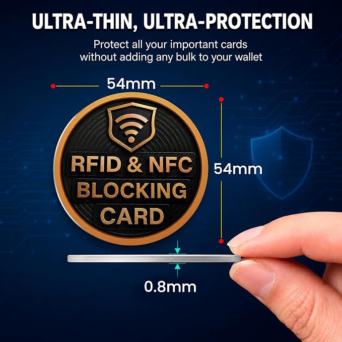 SaiTech IT 2 Pack Round Shape RFID Blocking Card for Credit Card, Black | Slim Anti-Theft Contactless NFC RFID Blocker Protector, Easily Fit into Wallet and Purse, for Men & Women - Image 2
