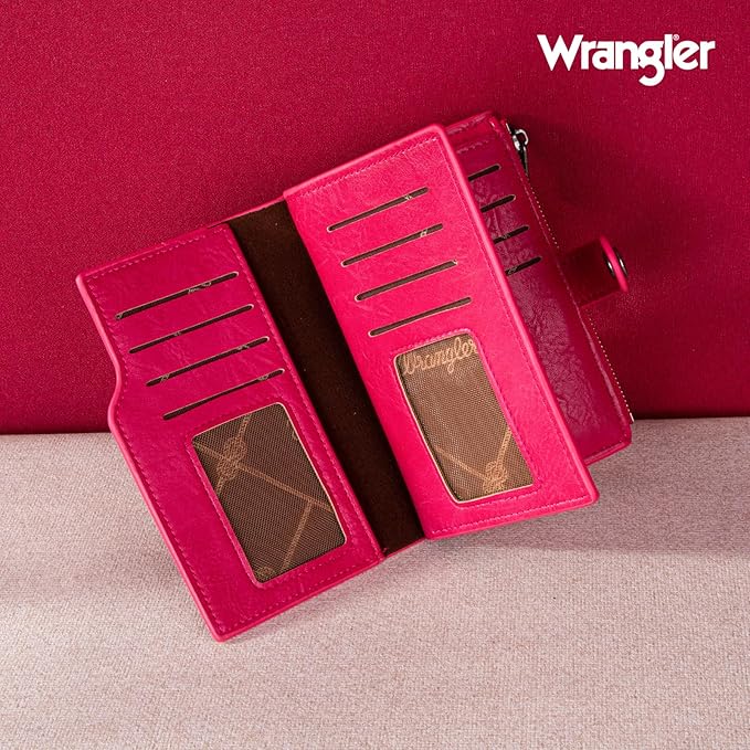 Wrangler Wallet for Women Bifold Card Holder with Zipper and ID Window - Image 2