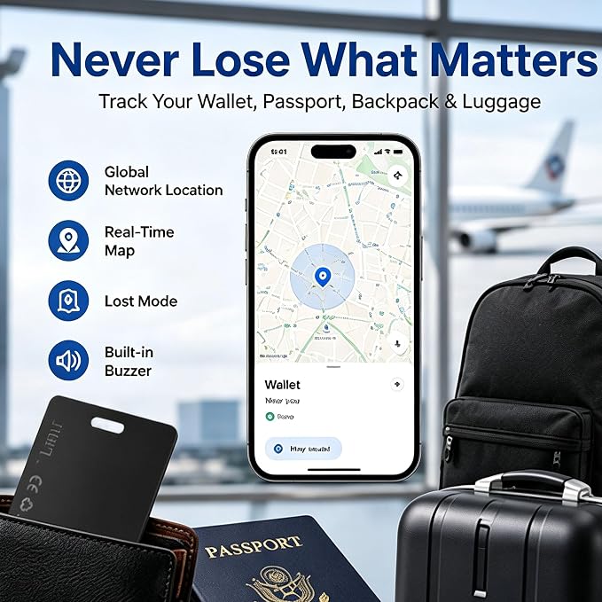 Wallet Tracker Card (Apple MFi Certified),Tracking Card for iOS & Android | Slim Smart Card Work with Apple Find My & Google Find Hub, GPS Locator for Wallets, Keys, Luggage,Bags & Passport,Backpack - Image 7