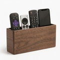 Wall Mount Remote Control Holder, Dark Walnut Wood TV Remote Organizer & Phone Caddy, No-Drill Space-Saving Wall Storage for Living Room, Office, Bedroom and Bedside by Unknown