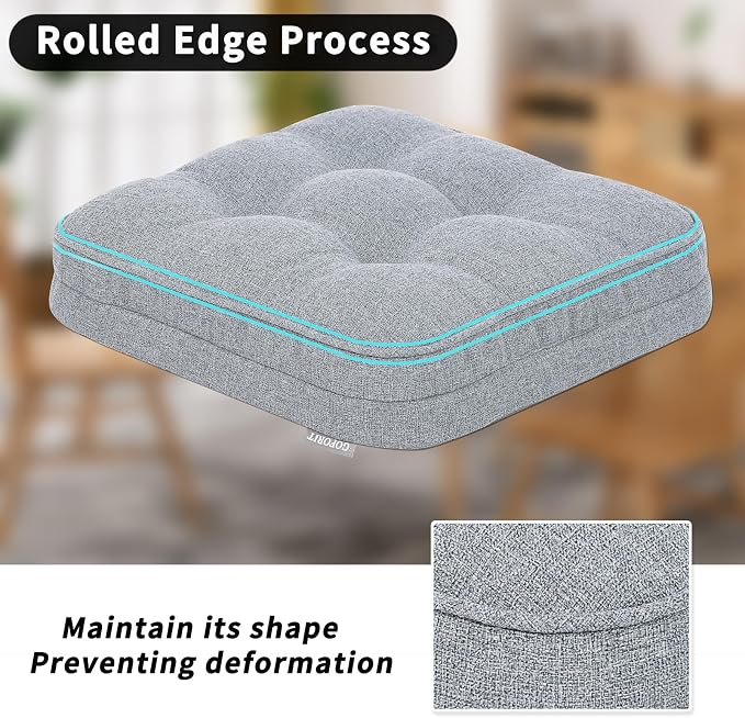GOFORIT Memory Foam Seat Cushion，Kitchen Chair Cushions for Dining Chairs,Non-Slip Chair Pads with Removable Cover, 16'' x 16'', Grey - Image 6