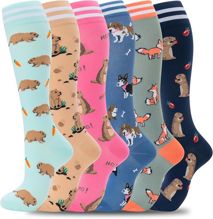 fenglaoda Compression Socks for Women Men Support Circulation 6 Pairs Socks For Nurse, Travel, Flight by fenglaoda