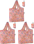 HOLYLUCK Reusable Grocery Bags,Heavy Duty Foldable Shopping Tote Bag (Standard, Pink floral) by holyluck