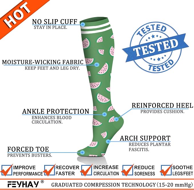 FEYHAY Copper Compression Socks (8 Pairs) 15-20 mmHg Circulation is Best Athletic & Daily for Men & Women, Running, Climbing - Image 4
