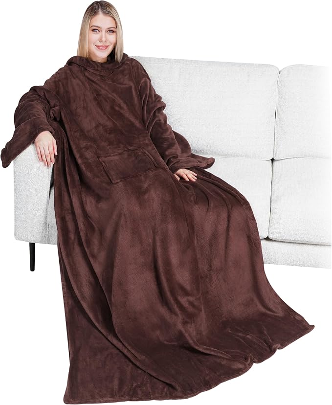 PAVILIA Wearable Blanket with Sleeves for Adult Women Men, Cozy Fleece Warm Wrap Throw with Arms, Gifts for Christmas, Wife by PAVILIA