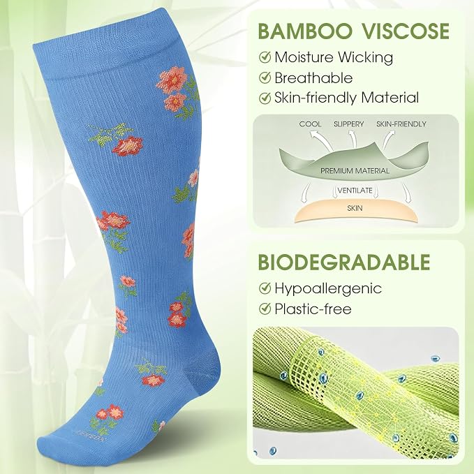 LEVSOX Wide Calf Compression Socks for Women&Men Plus Size 15-20mmHg Knee High Large Support Stockings for Circulation - Image 3
