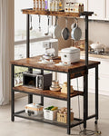 Kitchen Island with Power Outlet, Kitchen Island Table with Folding Top, Stationary Storage Islands, Coffee Bar with Outlets and USB Ports, for Dining Room, Rustic Brown and Black TZD01UBF by Choezon