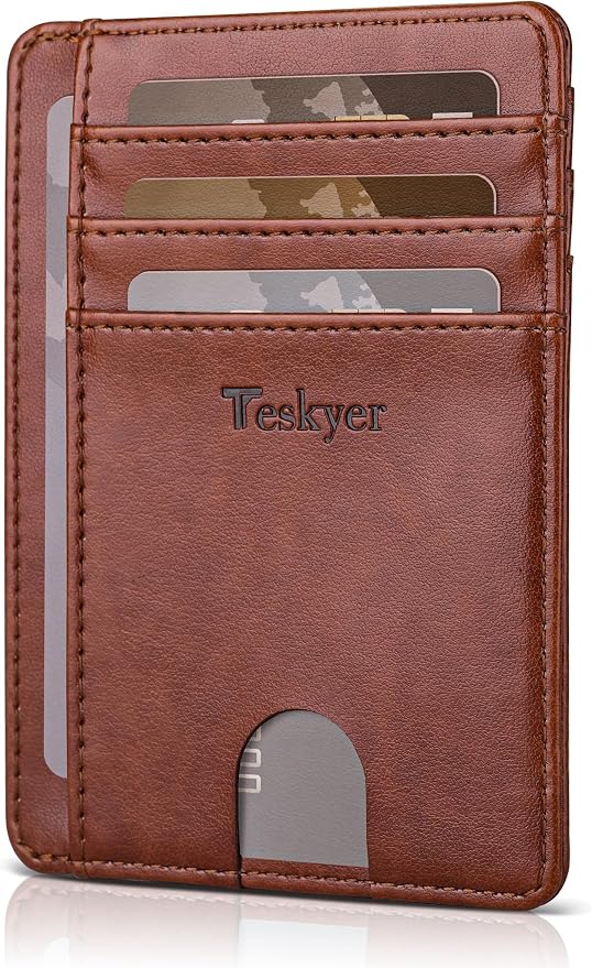 Teskyer Slim Minimalist Wallet for Men, RFID Front Pocket Card Holder | Ultra Slim Front Pocket Design, 8 Card Slots, RFID Protection, Smooth Faux Leather for Everyday Carry - Image 2