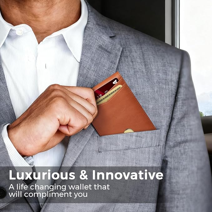 Zitahli Genuine Leather Wallet for Men 12 Card Slim Mens Wallets Bifold RFID Blocking with Money Clip & ID Window Thin Minimalist Card Holder Wallet with Gift Box - Image 2