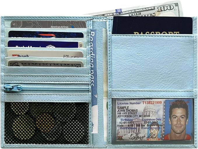 Chambray RFID Genuine Leather Passport Wallet - Image 3