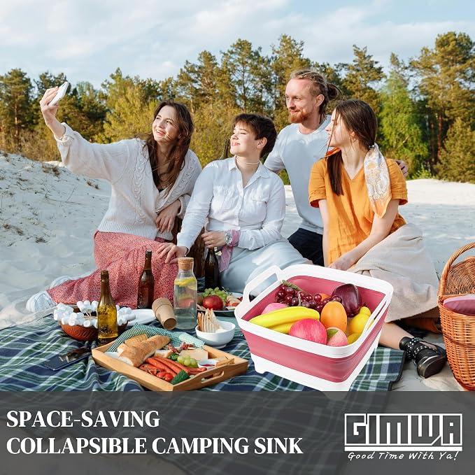 Collapsible Wash Basin for Baby Bottles - 2.4 Gallons Portable Dish Basin for RV Camping Sink, Space-Saving Dish Tub For Bottle Washing (Viva Magenta) - Image 8