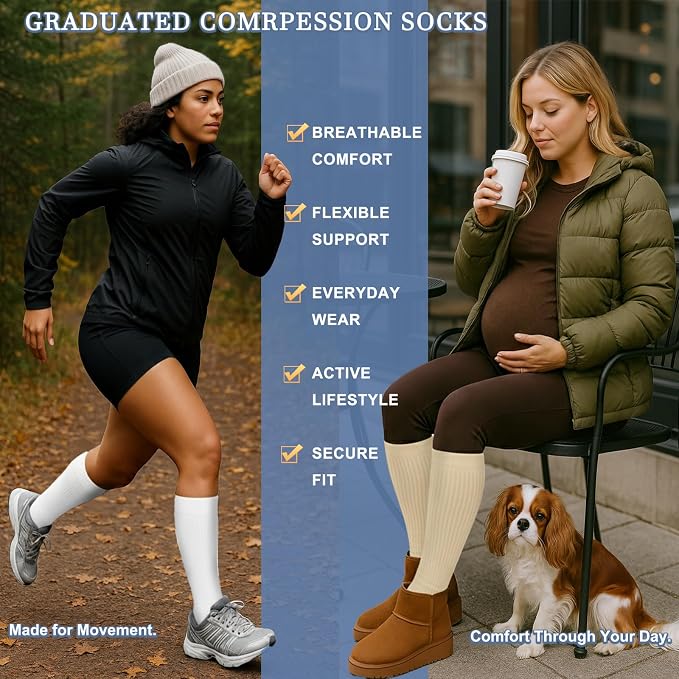 Sooverki Compression Socks for Women and Men Circulation (3/4 Pairs) is Best Support for Running Athletic Cycling Hiking - Image 4