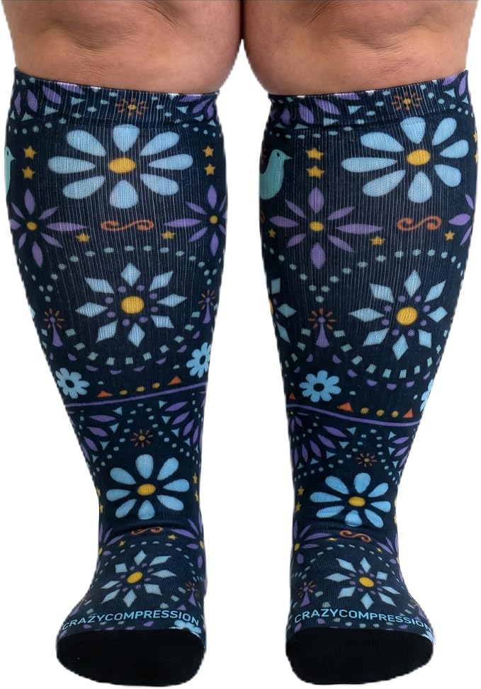 Crazy Compression Socks, Comfortable Support Socks for Recovery, Travel, Hiking, and Long-Hour Comfort w/Fun Designs by CrazyCompression
