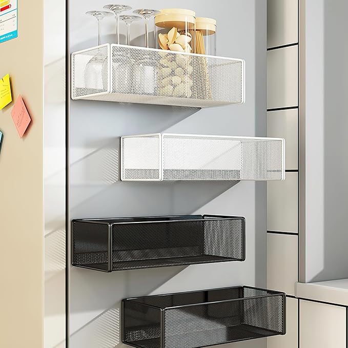 Magnetic Shelf Fridge Basket Bin for Washer Dryer Locker Whiteboard Cabinet | No Drilling No Assembly, Reusable Magnet Organizer Kitchen Laundry Storage Rack Container Holder Home Office Classroom - Image 5