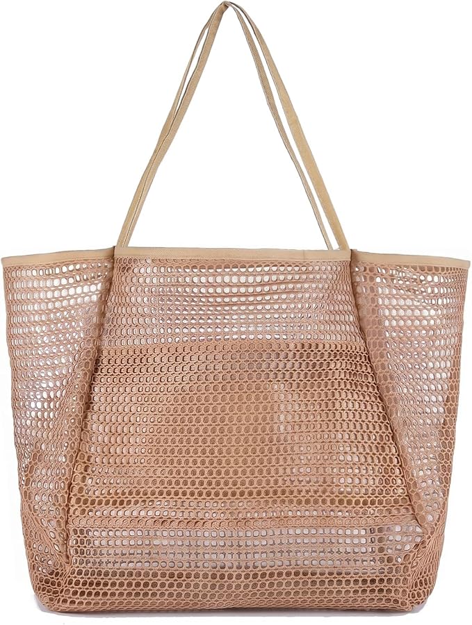 Beach Bag with Mini Pocket, Large Foldable Mesh Tote for Women, Lightweight & Travel Bag for Vacation & Outdoor by Unknown