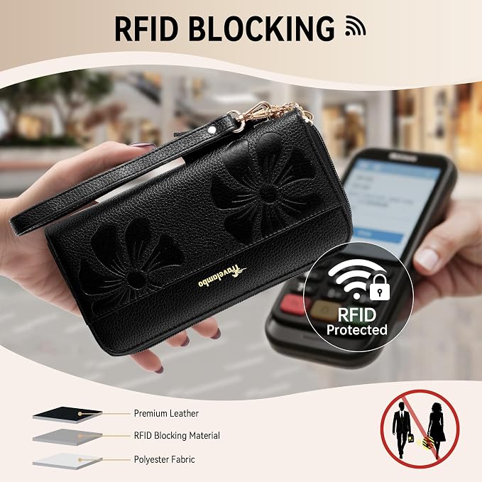 Travelambo Wristlet Wallet Women RFID Bifold Large Capacity Clutch Purse | Tassel, Zipper Coin Pocket, Card Holder Wallet, Gifts for Women - Image 3