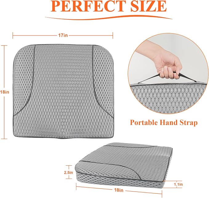 kingphenix Memory Foam Car Seat Cushion for Driving Comfort and Office Use | Coccyx and Lower Back Pressure Relief, Non-Slip Seat Cushion for Car, Truck, SUV, Long Drives and Office Chair, 4D Mesh Gray - Image 7