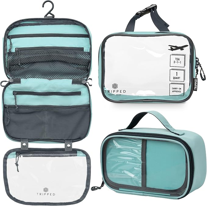 TRIPPED Travel Gear 3-Piece Travel Toiletry Bag Set | Includes Hanging Toiletry Bag, 311 TSA Liquid Bag, and Accessory Organizer Pouch with Lightweight Ripstop Construction by TRIPPEDTravelGear