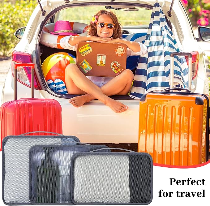 Tudomro 12 Pcs Large Packing Cubes Luggage Organizers for Suitcase Mesh Travel Organizer Bags Travel Packing Organizers for Traveling Camping Hiking - Image 4
