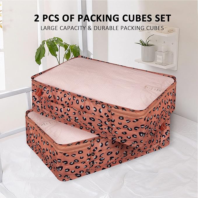 Packing Cubes Set, 2 Pcs Packing Organizers Set for Suitcases (Pink leopard) - Image 8