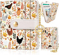 Jogjam Chicken Leaves Rfid Women Wallet, Small Slim Credit Card Holder | PU Leather Bifold Cash Zipper Coin Pocket ID Window, for Female Ladies Teen Girls Girly Gifts by Jogjam