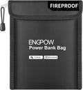 ENGPOW Fireproof Organizer Travel Safe Bag, Portable Electronic Carry Case | Heat Insulated＆Explosion-Proof, Home Travel Storage for Power Bank,Phone,Cables,USB Drive,Charging Protection,9''x7'',Black by ENGPOW