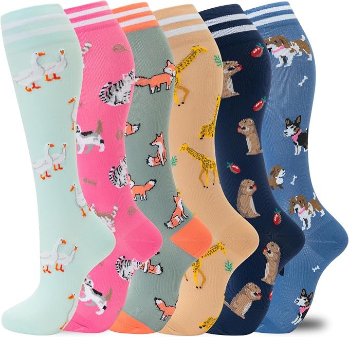 fenglaoda Compression Socks for Women Men Support Circulation 6 Pairs Socks For Nurse, Travel, Flight by fenglaoda