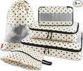U+U 5 Set Packing Cubes, Travel Organizers with Shoe Bag (Polka Dot) | Ultralight Design & Easy Travel Organization by UU