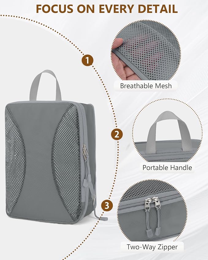12 Set Compression Packing Cubes, Expandable Suitcase Organizers for Travel Accessories, Lightweight Luggage Organizer Bags, Gray - Image 5