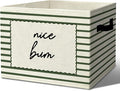 Cottage Core Funny Bathroom Storage Bins Box with Handles Organizer Basket | playful cheeky foldable basket for organizing, boho striped collapsible toys clothes for washroom toddler bedroom, 10x14 in by Unknown
