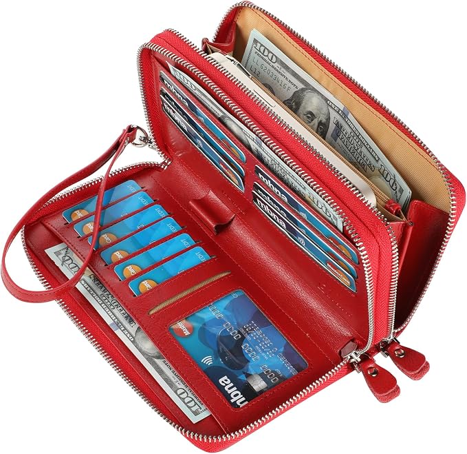 Small Compact Women Wallet RFID Blocking Genuine Leather Bifold Purse with ID Windows - Image 2