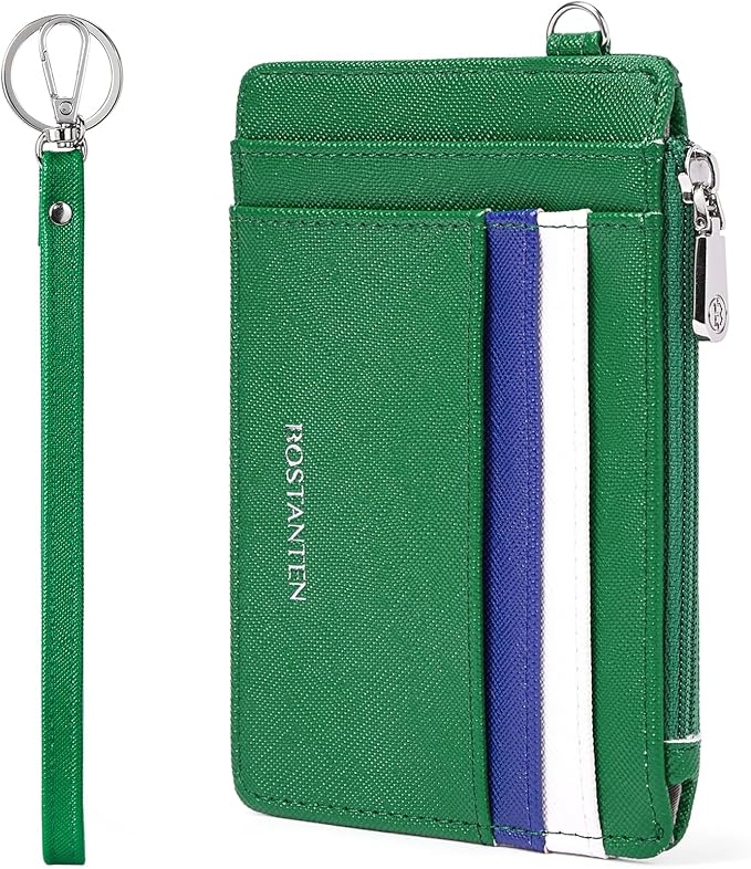 BOSTANTEN Credit Card Holder RFID Small Wallet for Women with Keychain | Slim, Wristlet, Zipper Coin Pocket, Pocket-Friendly, Vegan Leather, Minimalist, Gifts by BOSTANTEN