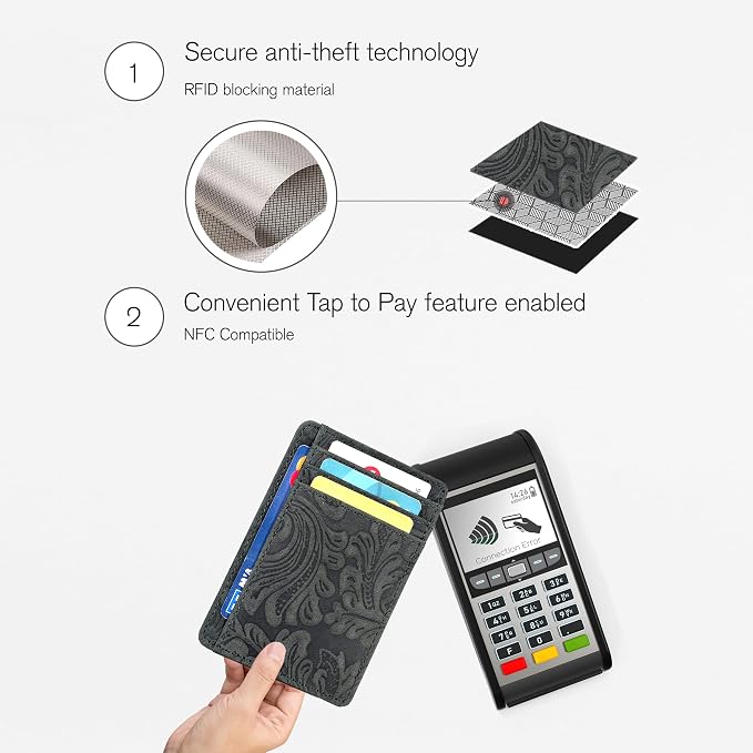 Leather RFID Blocking Slim Minimalist Wallet Front Pocket Card Holder - Image 5