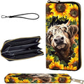 Wallet,Leather Long Wallet Suitable For Ladies And Teenagers - Detachable Wristband + RFID Travel Wallet With Card Slot - Highland Cow Sunflower by Unknown