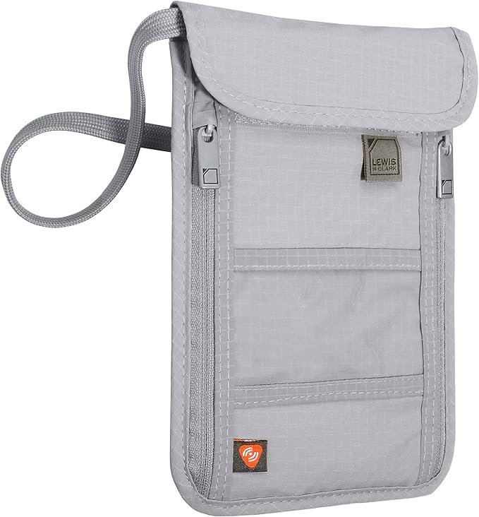 Lewis N. Clark Stash Neck Travel Wallet | RFID Blocking Passport Holder | Protect Personal Information | Gray by LewisNClark