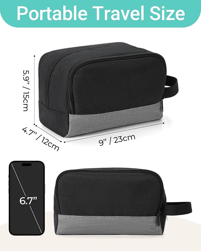 Elviros Travel Toiletry Bag for Men Hanging Dopp Kit Shaving Bag Toiletries Organizer Small Tool Medicine Hygiene Bag for Traveling Pouch(Dark Grey,Large) - Image 4