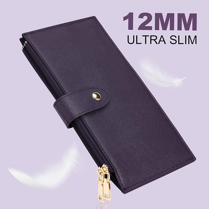 Travelambo RFID Wallet Women Large Size Bifold Multi Card Wallet Case with Zipper Pocke Credit Card Holder for Women - Image 8