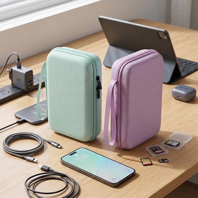 Hard Travel Electronic Organizer Case for MacBook Power Adapter Chargers Cables Power Bank Apple Magic Mouse Apple Pencil USB Flash Disk SD Card Hard Drive Shockproof Accessories Carrying Bag, Green - Image 5