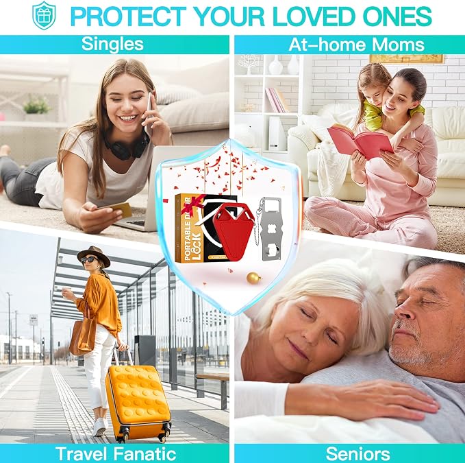 Portable Door Lock for Travel Hotel Door Locks for Traveler Security Device | Home Apartment Security Locker from Inside Room Bedroom Women Travel Gifts Traveler Stocking Stuffers Traveling Essentials - Image 7
