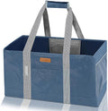 WONDAY DarkBlue Foldable Utility Tote Bag, Reusable Grocery Bag | 22x11x13in, holds 50lbs, 600D Oxford fabric with PP board bottom, folds flat, side panels only, not self-standing by WONDAY