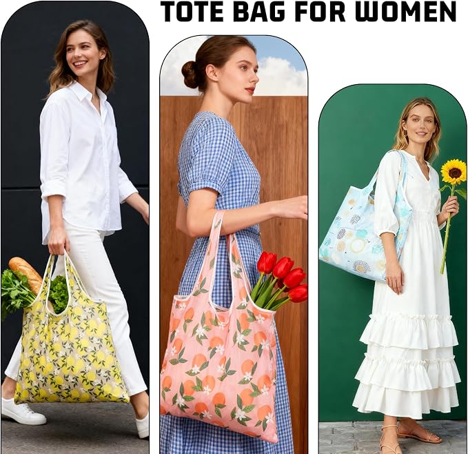 3PCS Foldable Reusable Shopping Large Bags kitchen Reusable Grocery Bags Durable Foldable Tote Bulk Market Cloth Storage Bags with Handles Machine Washable - Image 4